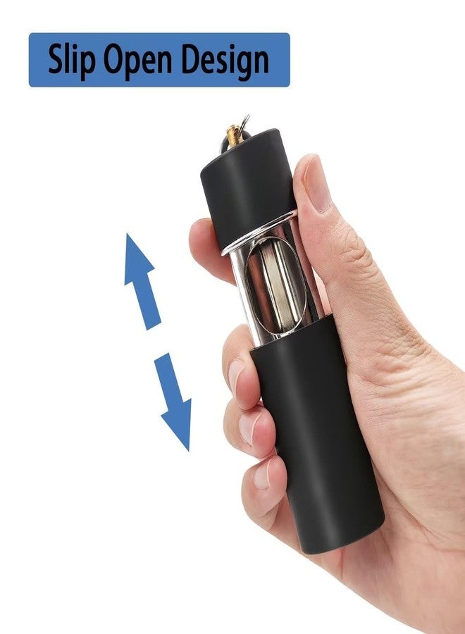 Hourwof Portable Ashtray with Lid,Metal Outdoor Pocket Ashtrays with Keychain for Cigarettes,Travel Ash Trays,Black - Image 3